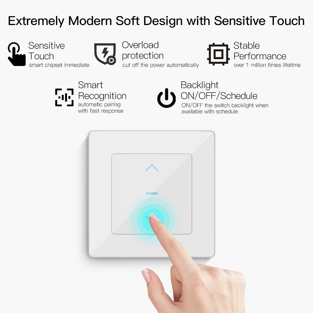 WiFi Smart Curtain Switch Touch Design for Motorized Curtains and Roller Blinds Works with Alexa Google