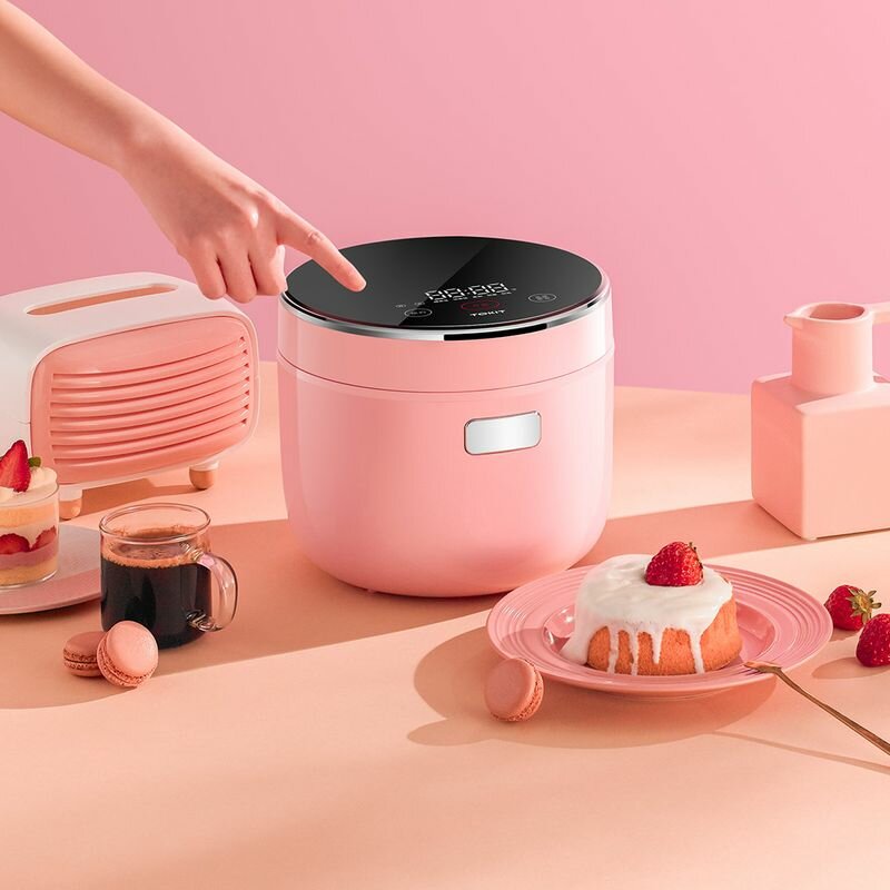 Mini Smart Rice Cooker Colorful Series 400W 1.6L Capacity Touch Control 5 Layer Thick Liner APP Control