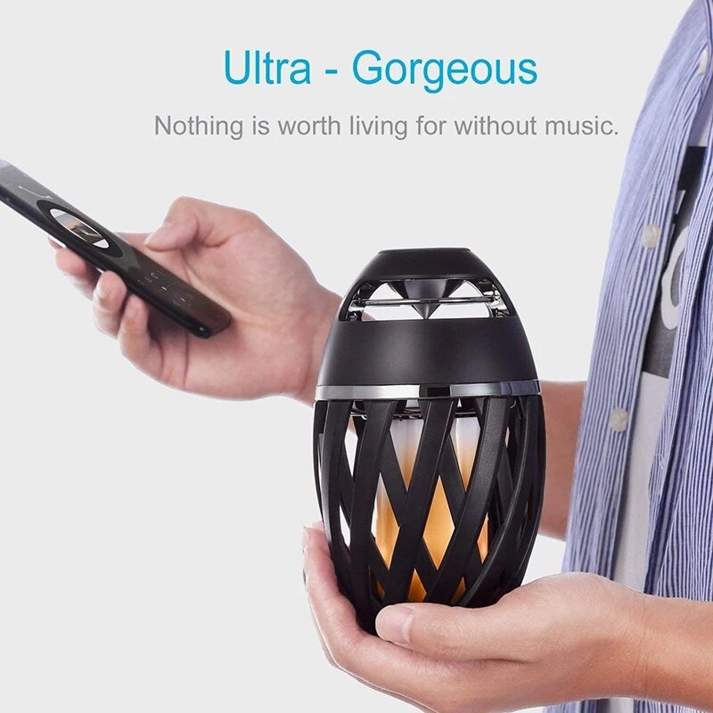 Flame Bluetooth Speakers Torch Atmosphere Speaker Wireless Portable Outdoor Speaker with LED Flickers Lights