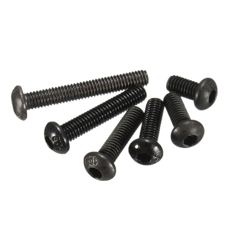 M3CH1 100Pcs M3 Carbon Steel Button Head Hex Socket Cap Screw Bolt Metric Allen Bolt