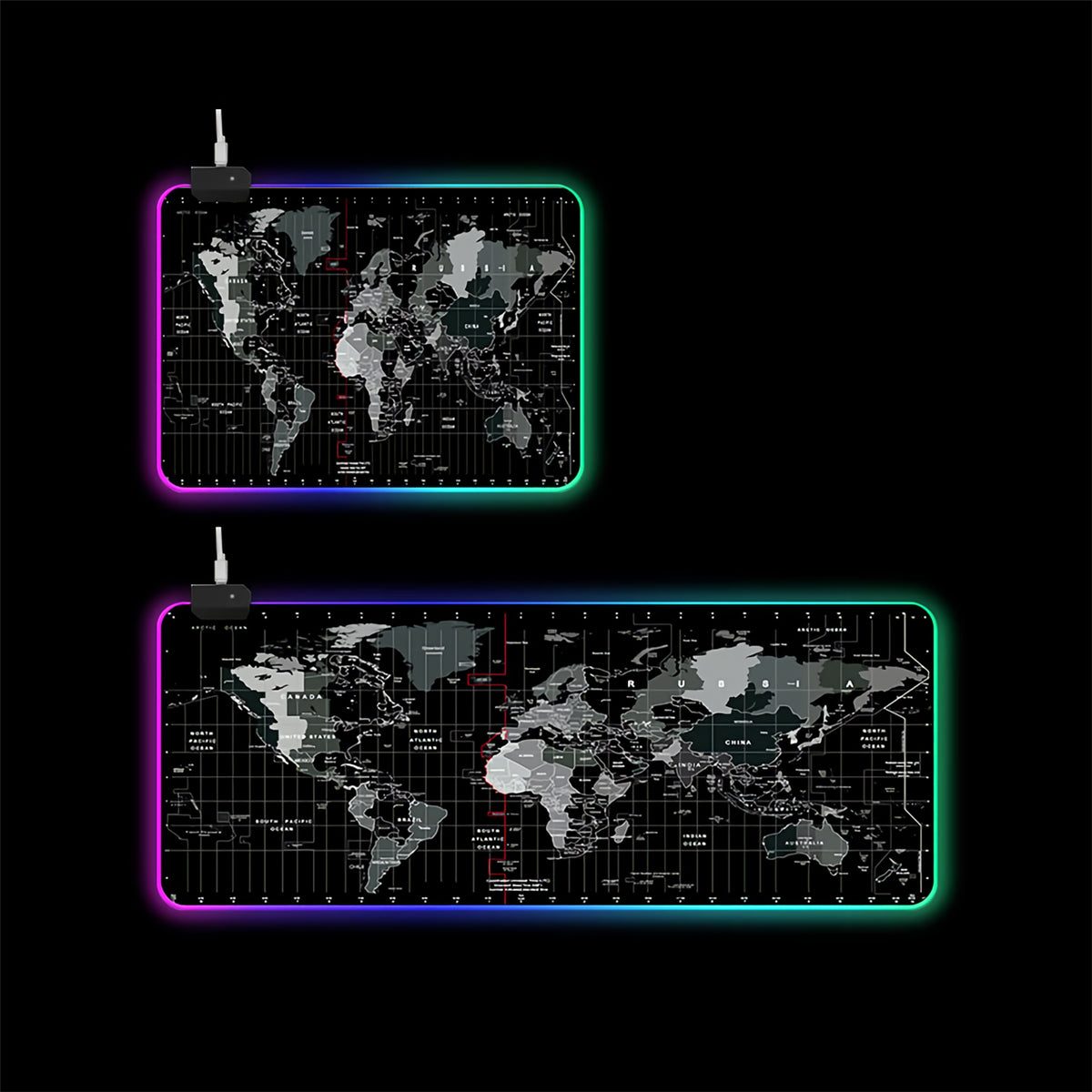 RGB Mouse Pad World Map Soft Rubber Anti-slip Gaming Keyboard Mouse Pad Desktop Protective Mat for Home Office