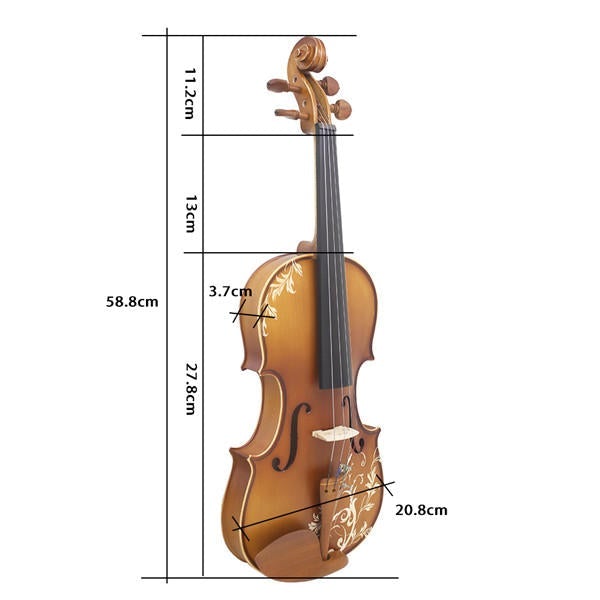 4/4 Spruce wood Carving Violin with Bow String Mute Case