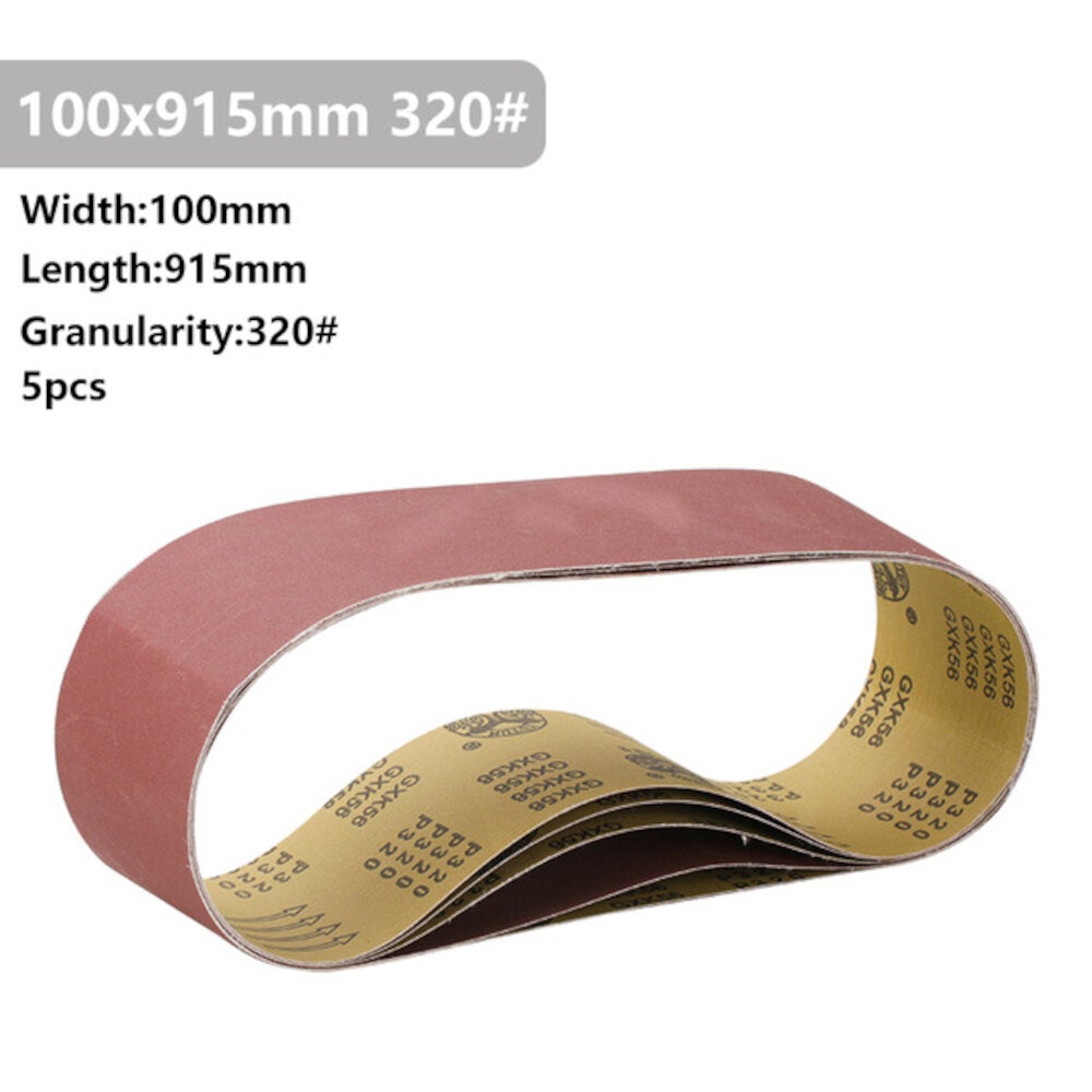 5Pcs 915x100mm 40 to 400 Grit Sanding Belt for Flush Belt Machines Polishing Grind Machine