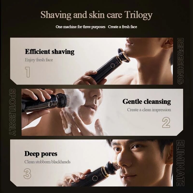 Electric Shaver LED Display IPX7 Waterproof Auto Razor Man 360 3-blade Design Shaving Machine
