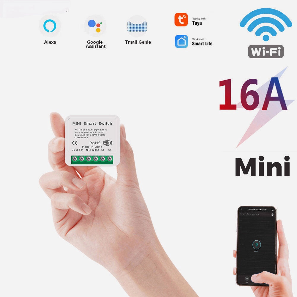 Smart Wifi 16A 10A Light Switch Dual Control Voice Remote Control Switch Breaker Work with Amazon Google Home