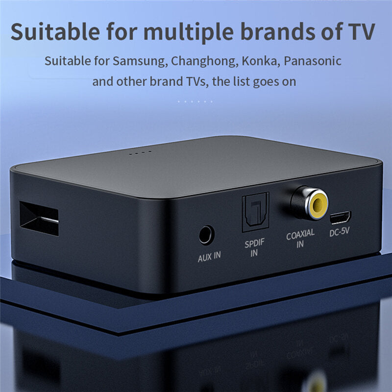 Multi-Function Bluetooth Transmitter Audio Adapter Hi-Fi Noise Reduction BT5.0 AUX-In TF Card Coaxial Optical Fiber SPDIF Audio Transmitter