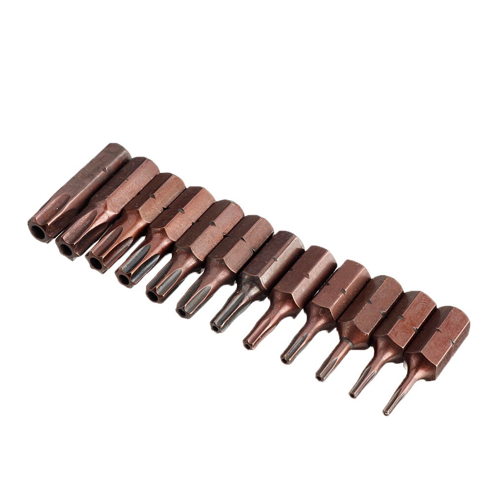 12pcs S2 Steel T6-T40 Magnetic Torx Screwdriver Bits Set 25mm Security Tamper Proof Screwdriver Bit