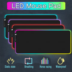 RGB Large Mouse Pad LED Gaming Mouse Pad Gamer Mousepad LED Light Illuminated USB Wired Colorful Luminous Non-Slip Mouse Mice