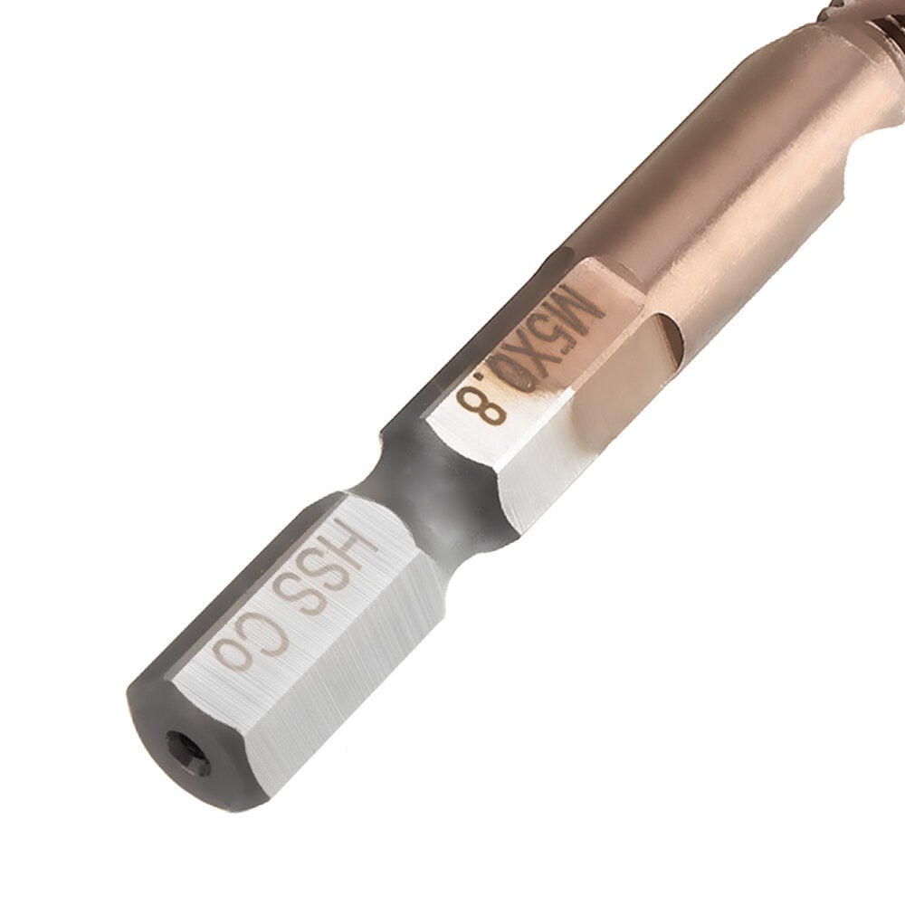 6Pcs M3-M10 M35 Cobalt Plating HSS Hex Shank Spiral Groove Drill Tap Bit Set Co-HSS Metal Threaded Hole Opener
