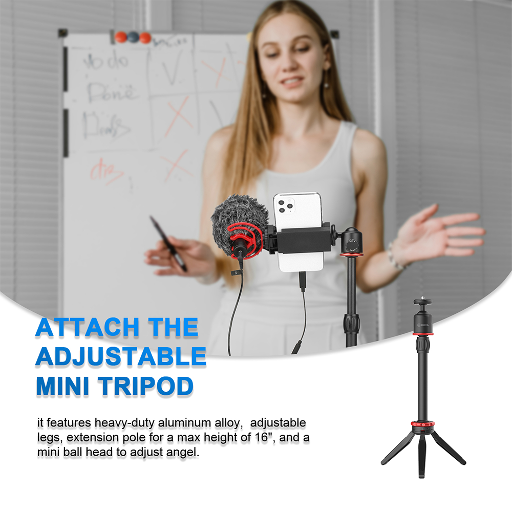 Microphone Mic LED Light Tripod Phone Clip Holder Kit for Smartphone Vlog Live Studio Video