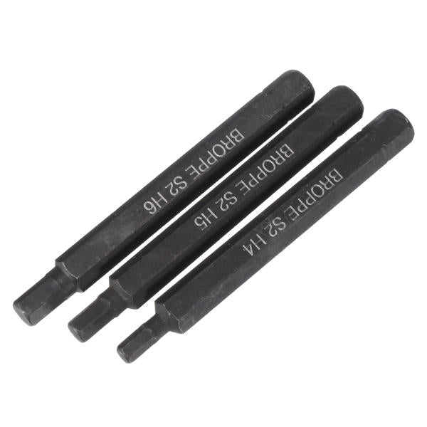 3pcs H4-H6 Hexagon Impact Screwdriver Bits 8mm Hex Shank 80mm Hexagon Screwdriver Bits Set