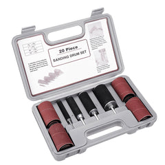 20Pcs/Set 80/120 Grit Sanding Drum Kit Drum Rubber Mandrels for Drill Press wood working Kit
