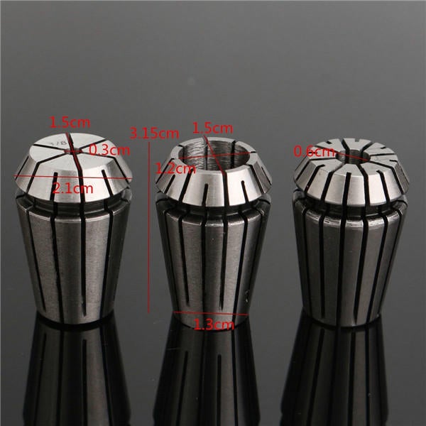 3pcs 3-12mm Spring Collet Set 1/8-1/2 Inch Chuck Collet for CNC Milling Lathe Tool
