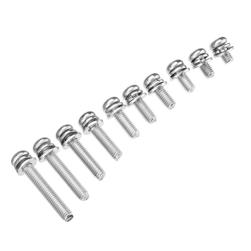 50Pcs M6 Stainless Steel 10-40mm Phillips Pan Head Machine Screw Washer Bolt Asortment