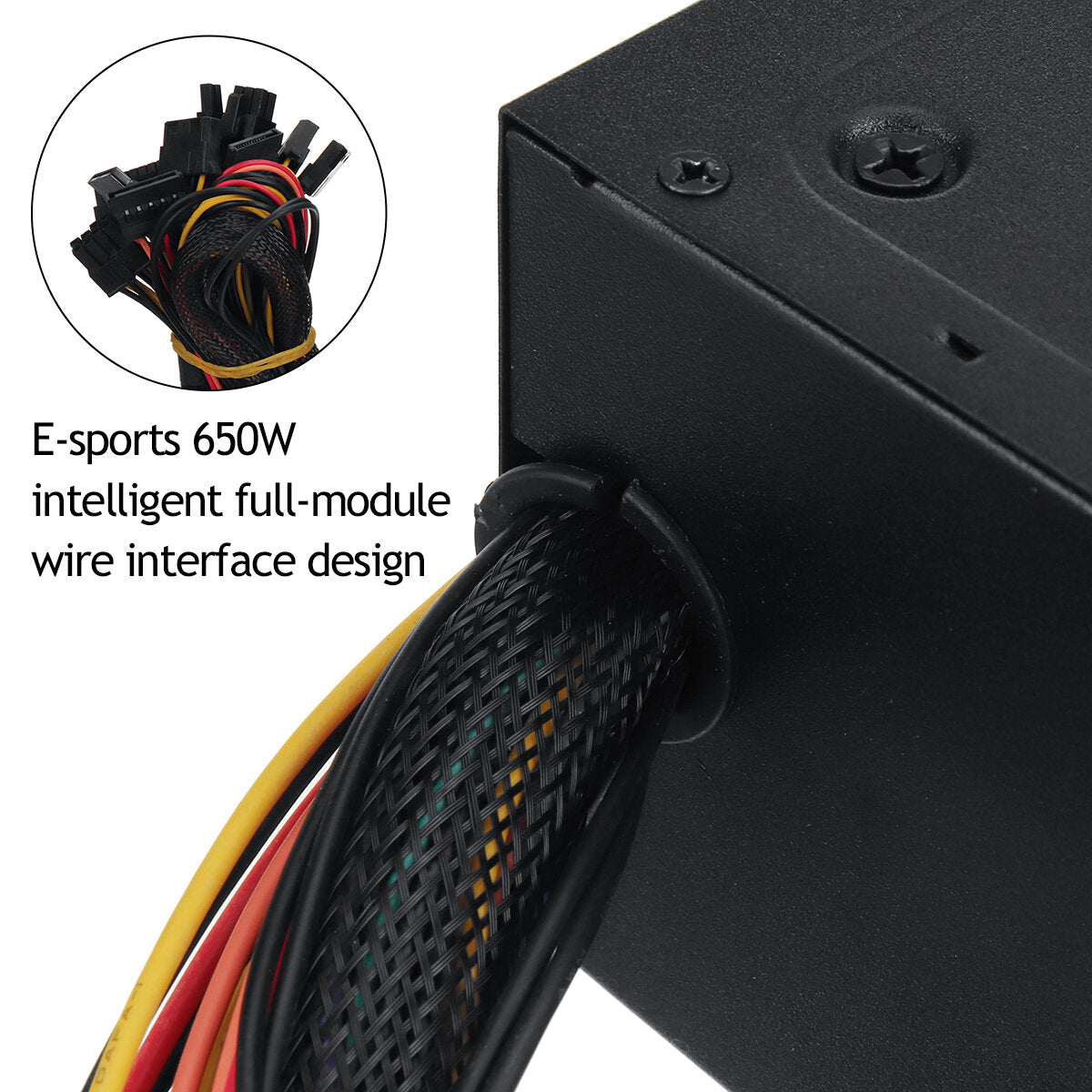 650W PSU PC Power Supply ATX Power Supply Unit Quiet 120mm Fan SATA