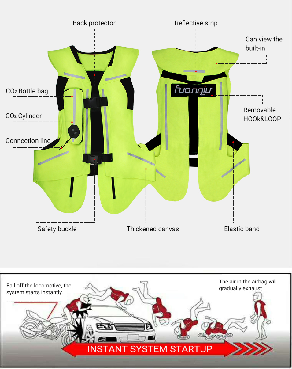 Motorcycle Protective Airbag Vest with Excellent Abrasion Resistance