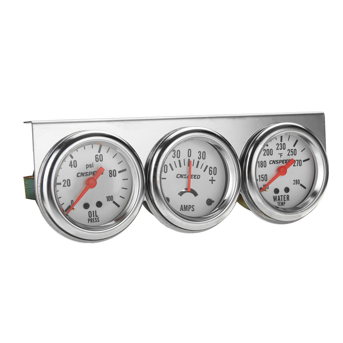 2 Inch 52mm Oil Pressure Water Temp Amp Meter Triple Gauge 3 in 1 Set Chrome Panel