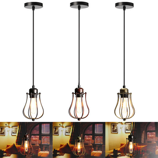 Vintage Ceiling Edison Light Pendant Lamp Cage Lampshade Fixture Chandelier