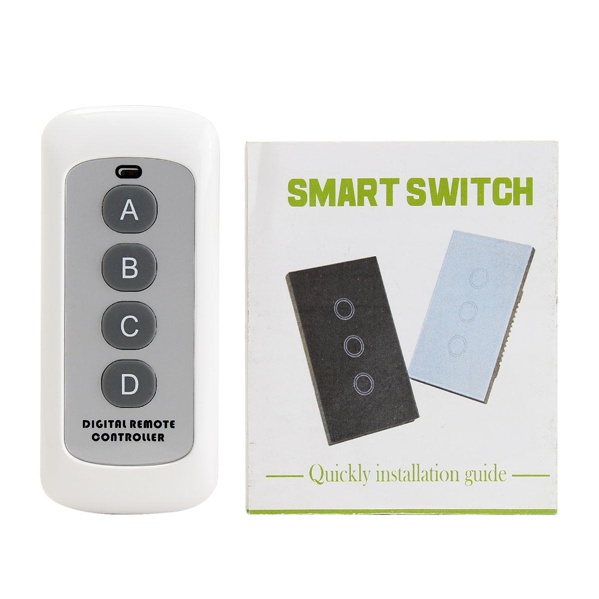 Crystal 1 Way 2 Gang Glass Remote Panel Touch LED Light Switch Controller With Remote Control