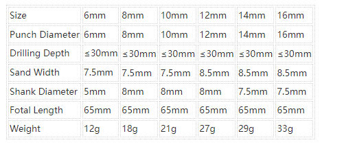 5Pcs 6-16mm Durable Diamond Coated Core Drill Bit Dry Drilling For Glass Marble Granite Quartz Porcelain Ceramics