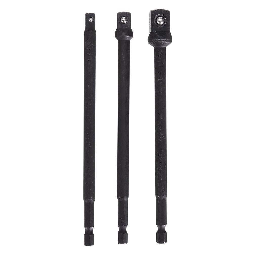 3pcs 1/4 Inch Shank 150mm Socket Adapter Extension Socket Impact Driver Adapter