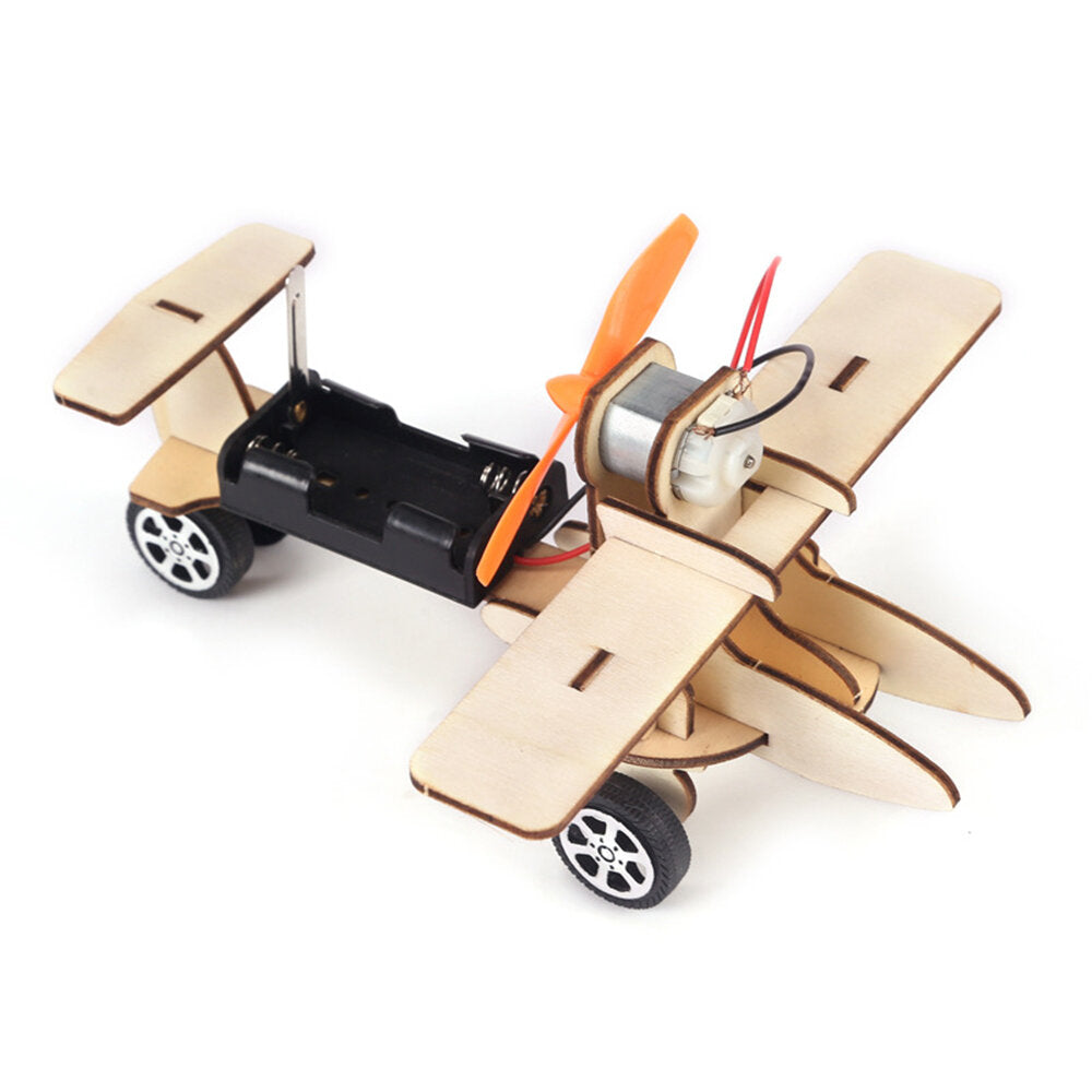 Handmade DIY Toys Wood Electric Car Plane Ship Helicopter Toys STEAM Development Puzzles For Children