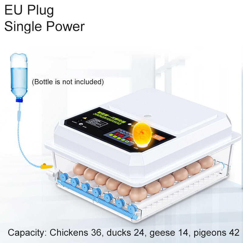 36 Egg Automatic Incubator Brooder Digital Fully Hatcher Turning Chicken Duck Humidity Temperature Control Machine with LED Candling Lamp 220V