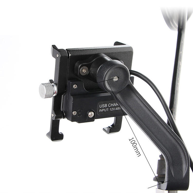 USB 12V-48V 360 Rotatable Anti-Slip Universal Bicycle Phone Holder Motorcycle Electric Bike Handlebar Mount Bracket Clip Stand For 55mm-100mm Phone