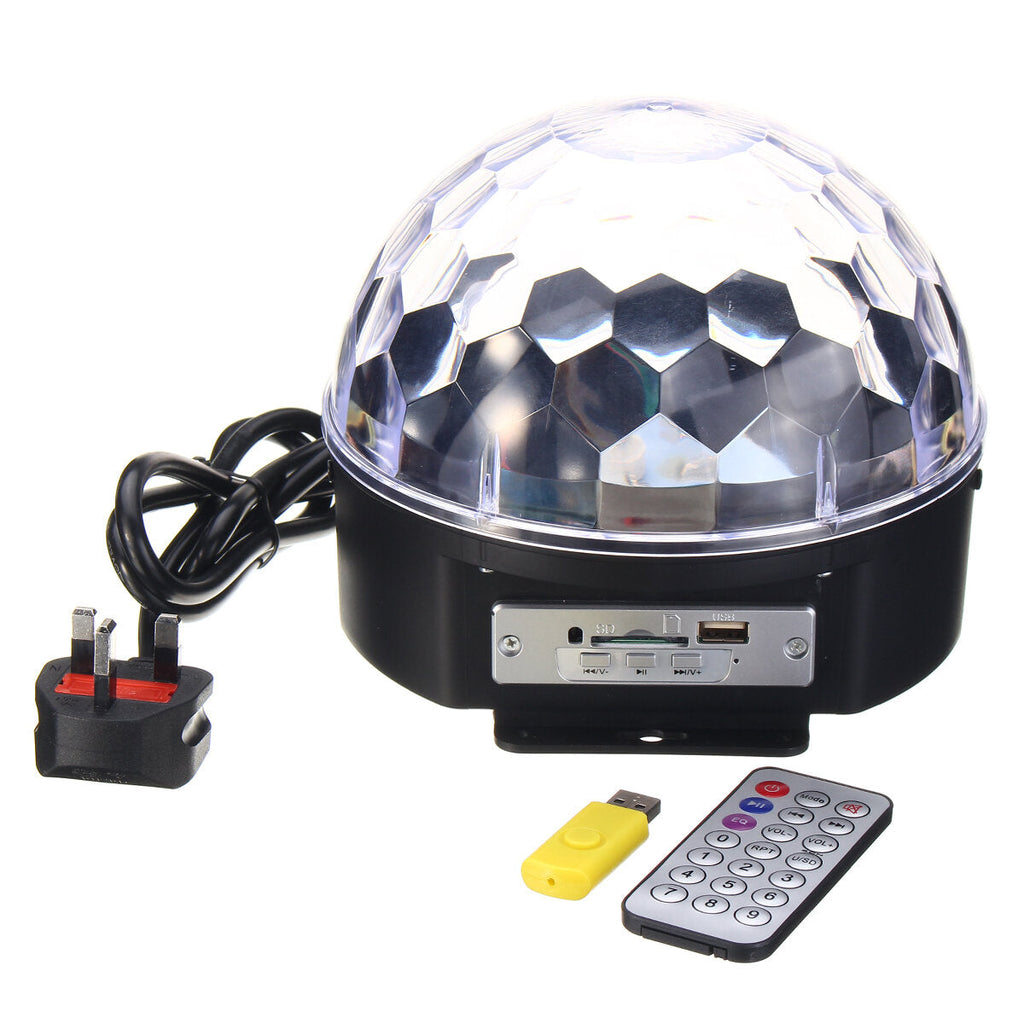 18W Crystal Ball Magic RGB LED Stage Light Remote Control MP3 DJ Club Pub Disco Party Lamp AC100-240V