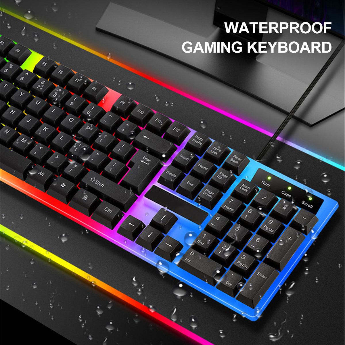 Wired Keyboard & Mouse Set 104 Keys USB Wired Keyboard 2400DPI Mouse RGB Backlit Gaming Keyboard Mouse Combo