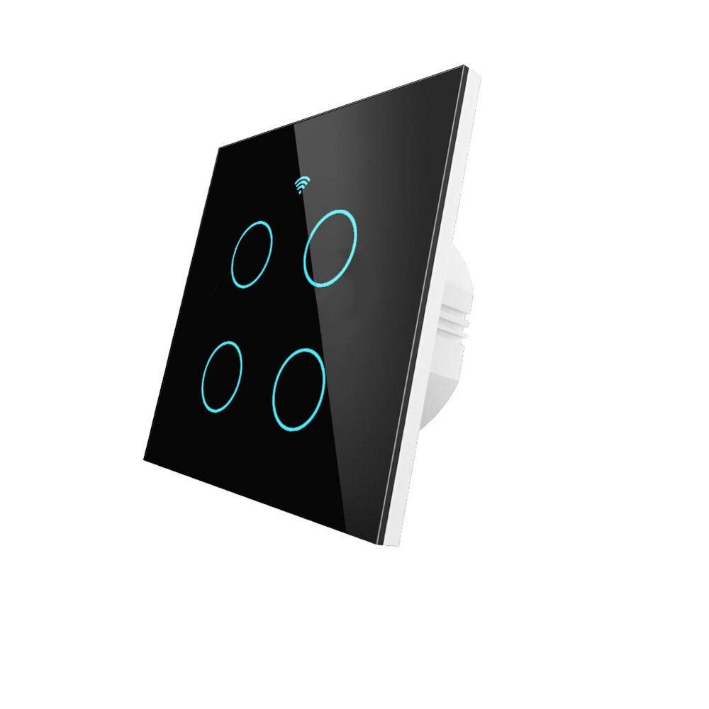 WiFi Smart 4 Gang Glass Panel Switch Smart Life/Tuya App Multi-Control Voice Control Works with Alexa Google