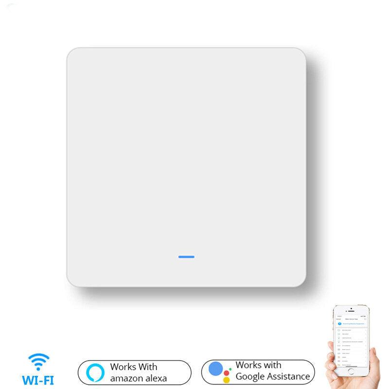 WiFi 1Gang Push Button Wall Light Switch EU AC 100V-240V Smart Switch Compatible with Control Alexa Google Home