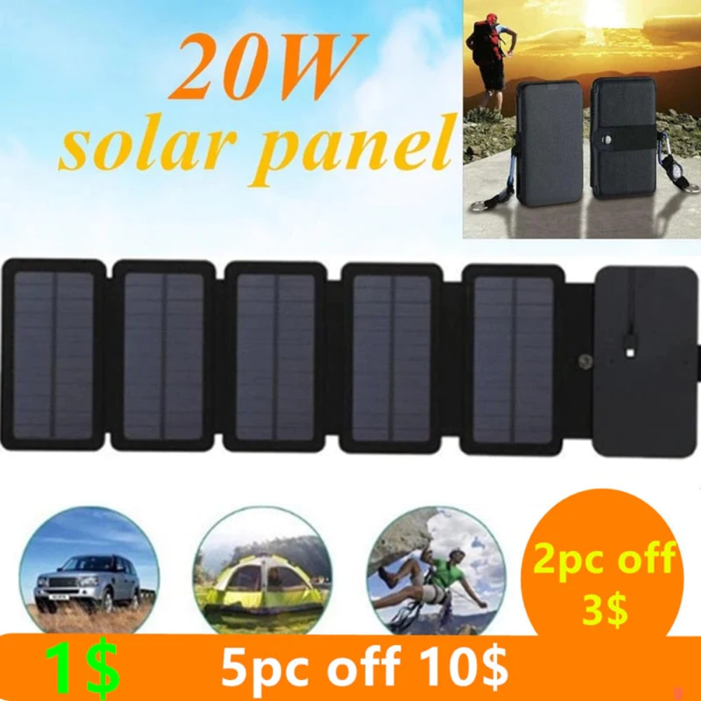 20W Power Folding Solar Cells Charger Outdoor 5V 2.1A USB Output Devices Portable Solar Panels For Phone Charging