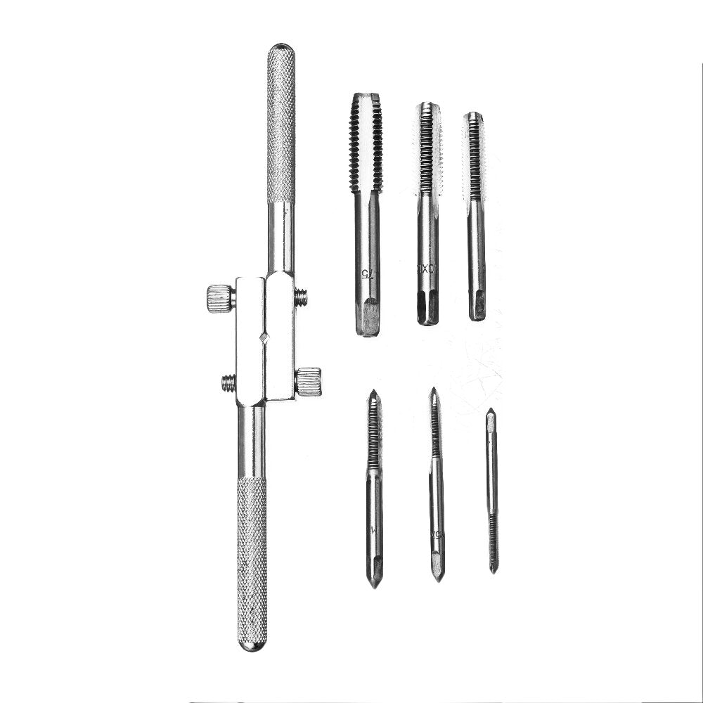 6pcs M4-M12 Thread Tap Hand Tap with Tap Wrench Combination Thread Tap Drill Bit Adjustable Tapping Tool