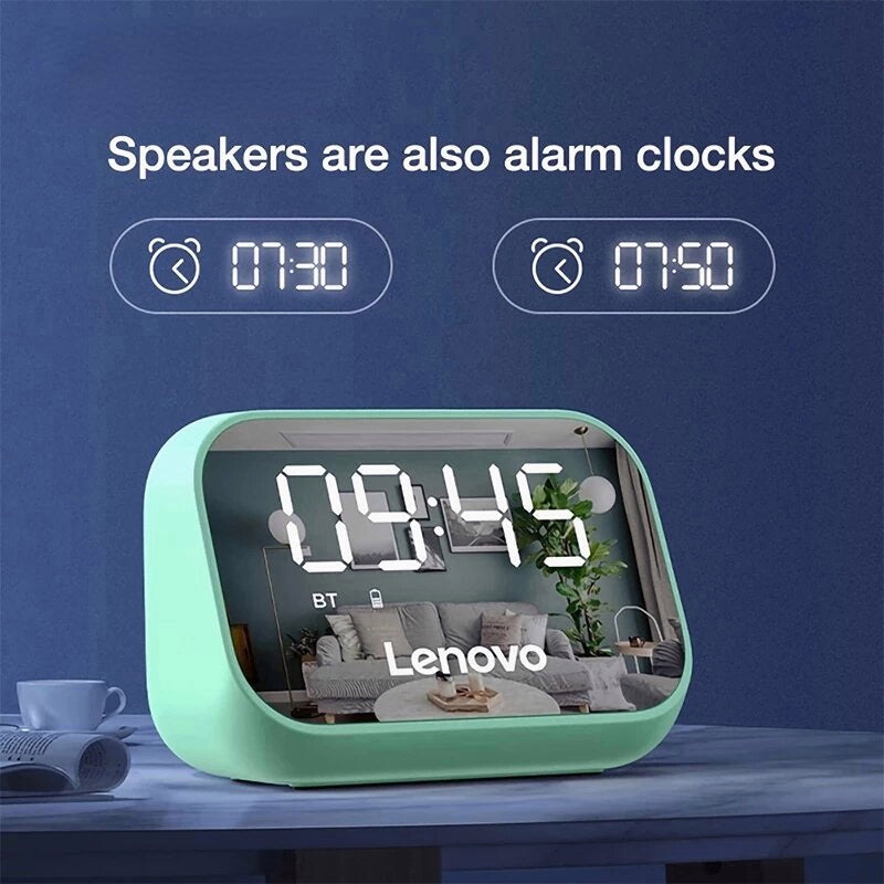 Wireless Bluetooth Speaker Alarm Clock Mirror Multifunction Speaker Stereo Surround Desktop Loudspeaker Sound Box With Mic