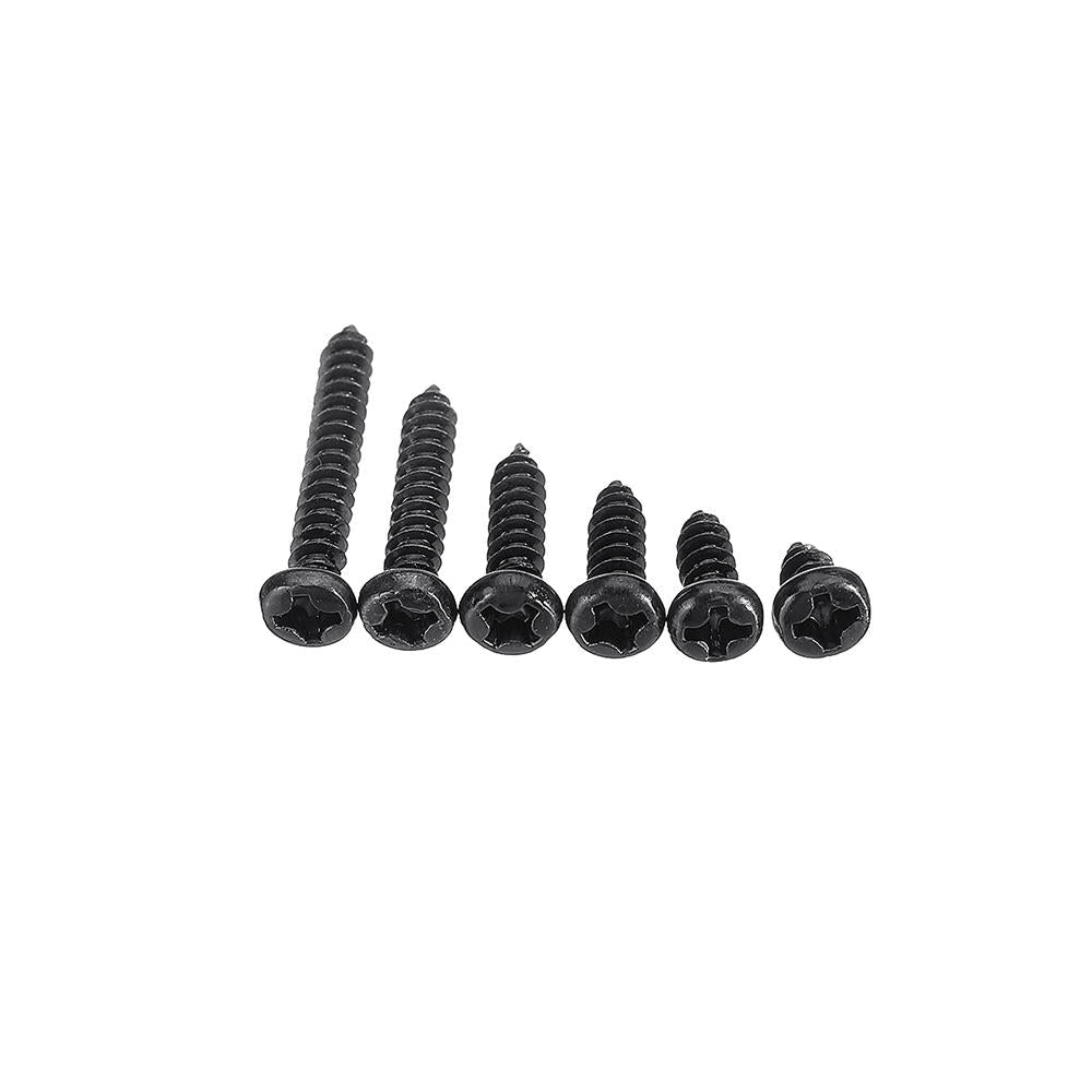 M3CP1 500Pcs M3 Phillips Screw Black Zinc-Plated Carbon Steel Pan Head Self Tapping Woodworking Screws Assortment Kit