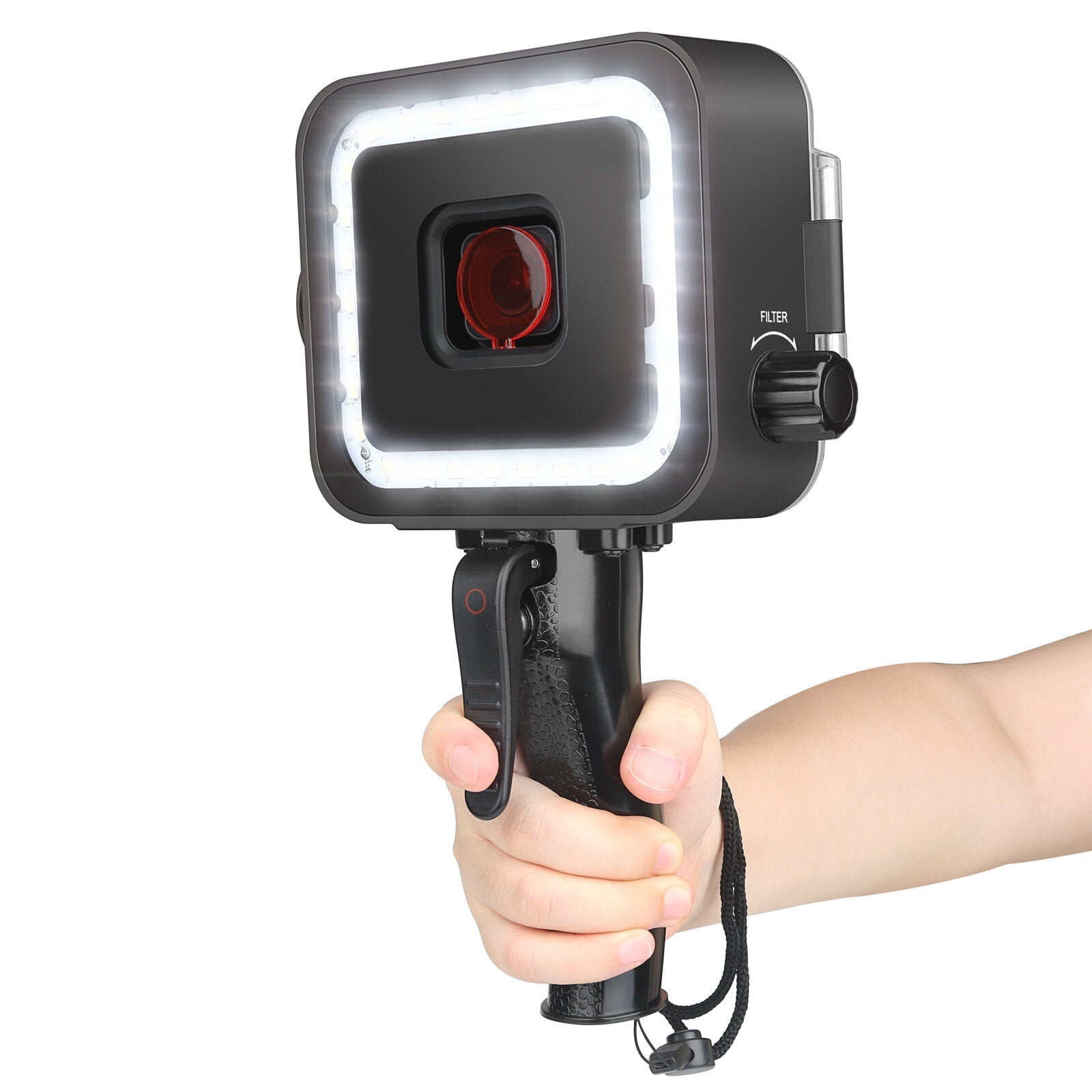 LED Underwater Lamp Diving Light for GoPro Hero 7 6 5 Black Video Flash Fill Lights Waterproof Case Red Filter Trigger