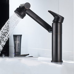 Bathroom Wash Basin Faucet Rotate Spout Hot Cold Mixer Tap Multidirectional Rotation Two Water Mode