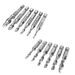 6pcs HSS 1/4" Hex Shank Countersink Drill Bit Set UNC or Metric Deburr