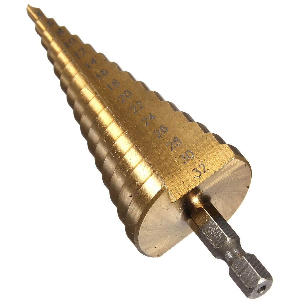 3Pcs 1/4 Inch Hex Shank HSS Titanium Coated Step Drill Bit Set 4-12/4-20/4-32mm in Pouch