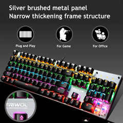 Wired Mechanical Keyboard 104 Keys RGB Backlight Blue Switch Waterproofd USB Gaming Keyboard for Laptop Desktop PC