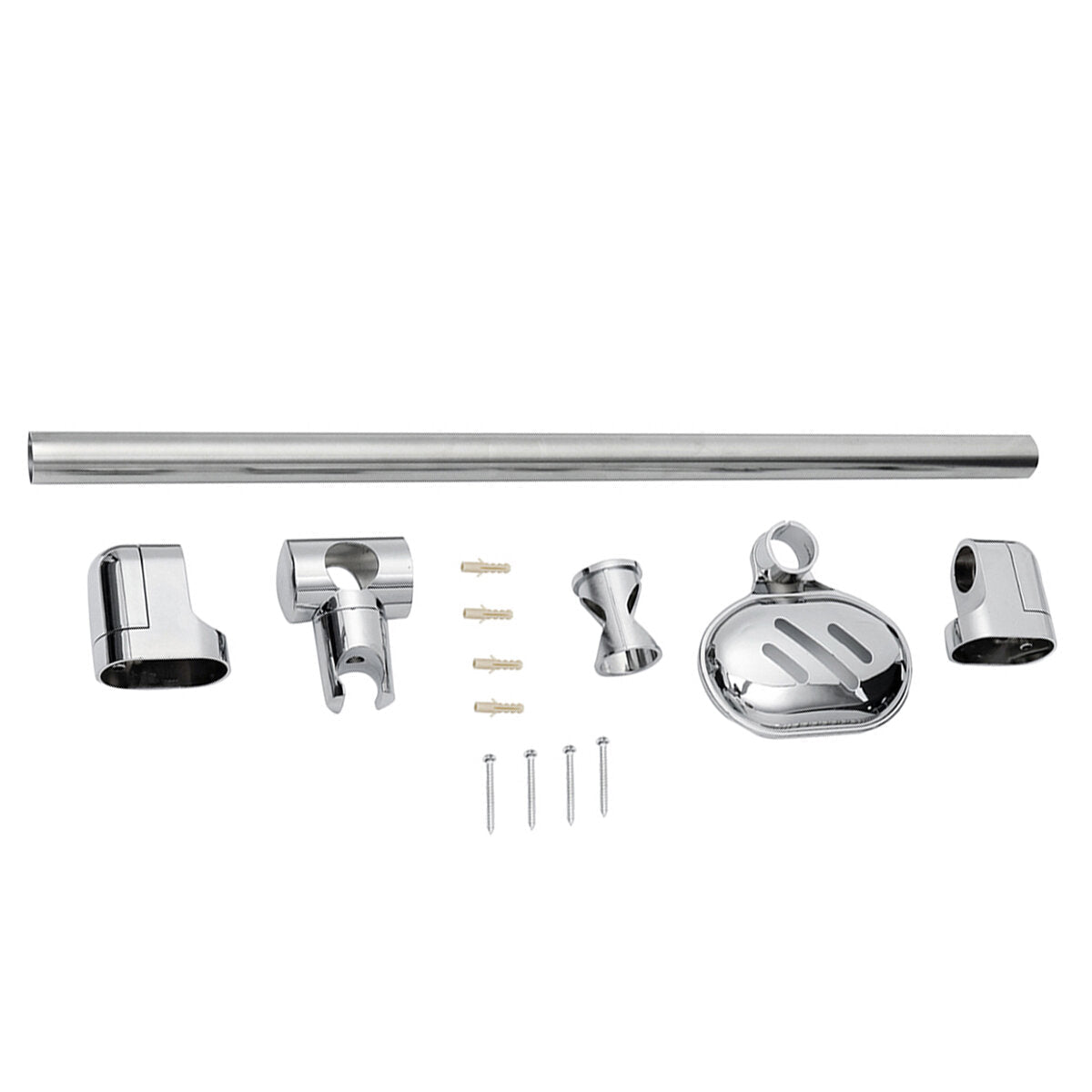 Stainless Steel Adjustable Riser Rail Bar Shower Stand Soap Head Towel Holder 610mm