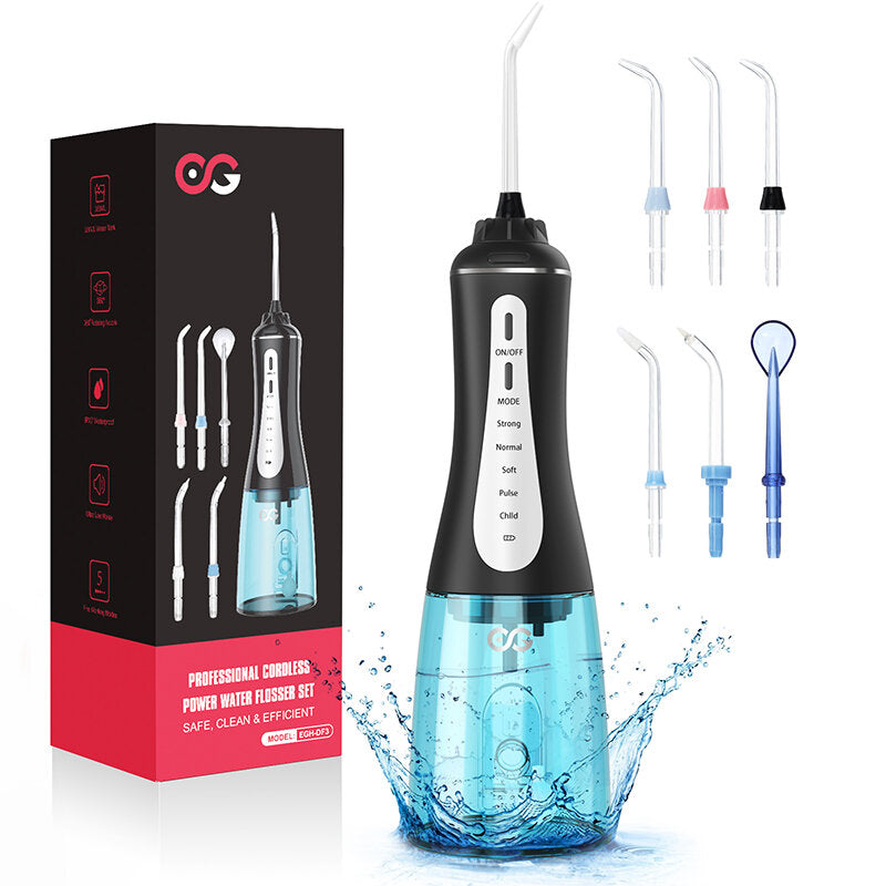 Electric Oral Irragator 360 Ratate 5 Personalized Modes IPX7 Waterproof USB Recharging Tooth Cleaner for Child Adult