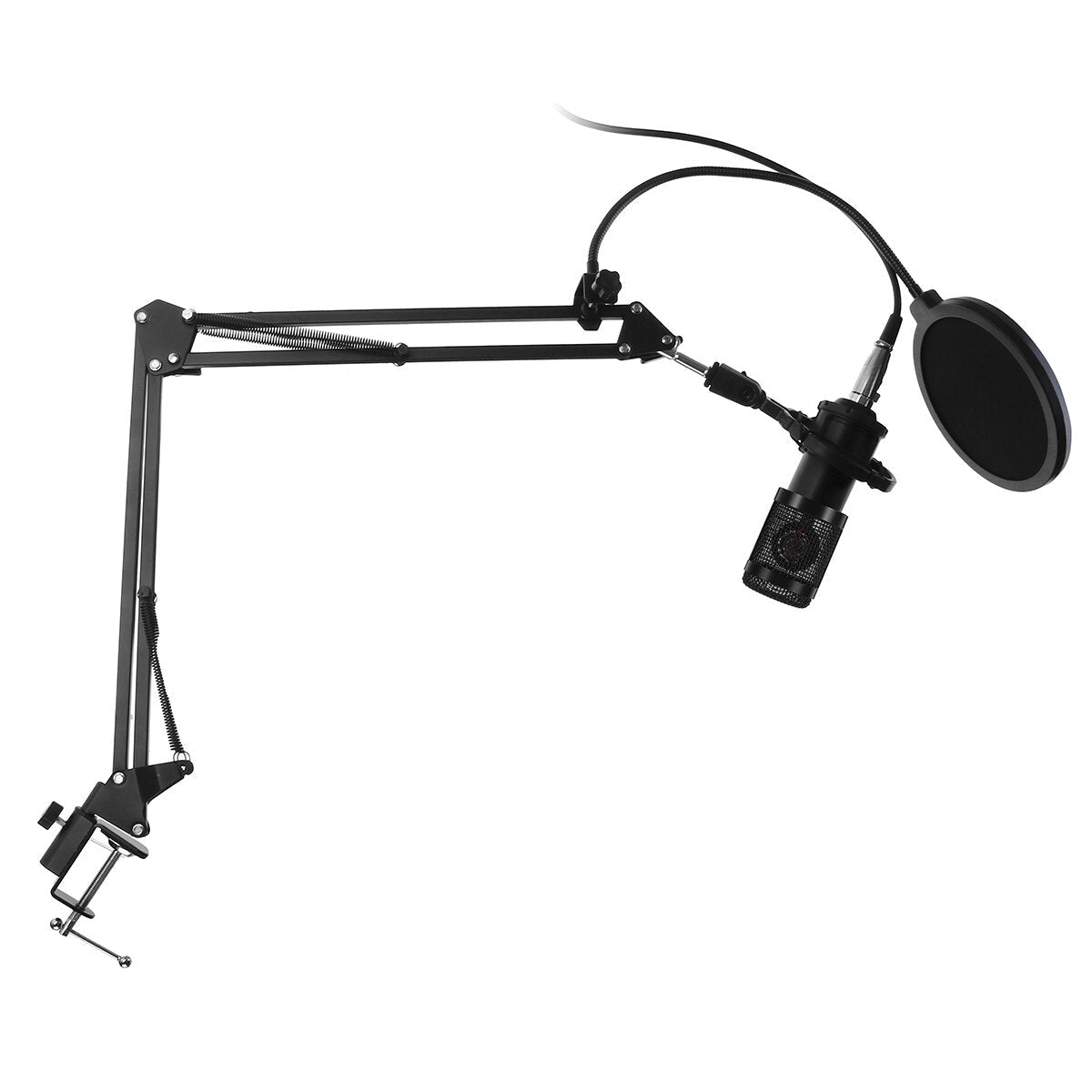 9in1 Condenser Microphone Kit Live Sound Card Stand Shock Mount Professional Mic Set for Broadcast Singing K Songs
