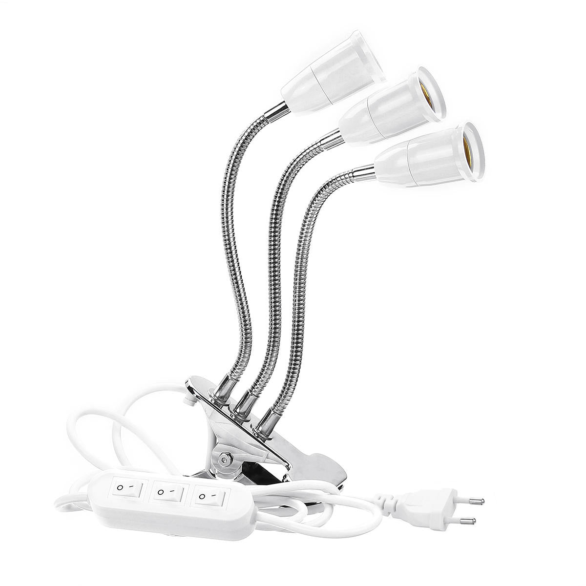 Three Heads Bulb Adapter Lampholder Socket Clip With Switch for Grow Plant Light Bulb