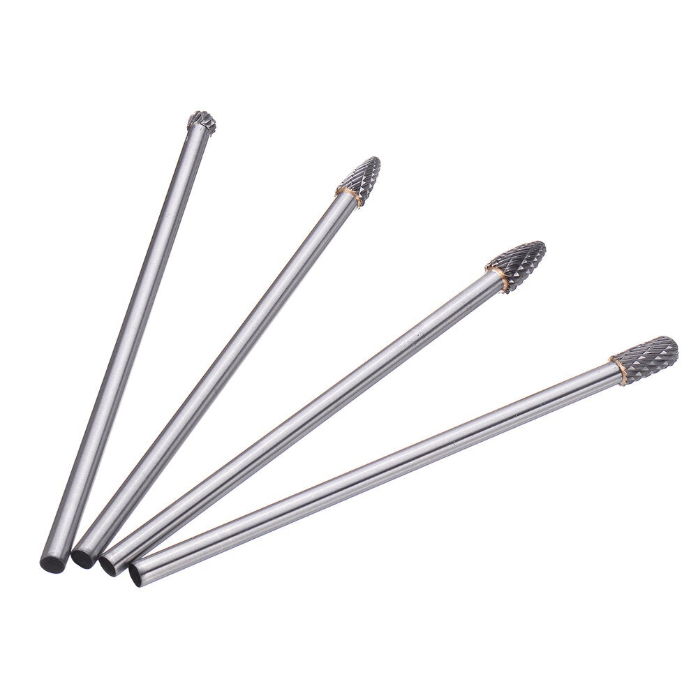 4Pcs 150-160mm Tungsten Carbide Rotary Burr Set 6mm Shank for Die Grinder Drill DIY Woodworking Metal Carving Polishing Engraving Drilling