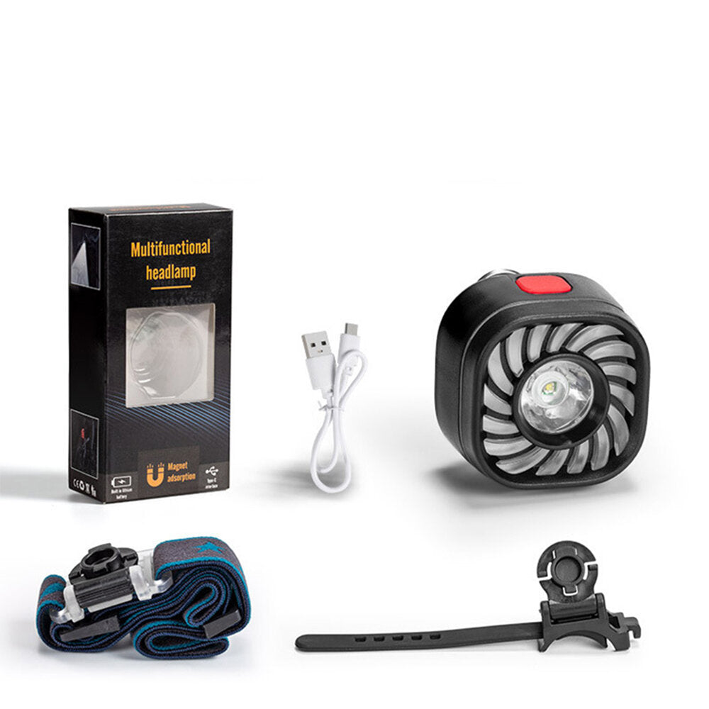 7 Modes XPE Bike Headlamp Bike Front Lamp with Hooks & Magnets Type-C Rechargerable Camping Cycling Running LED Light