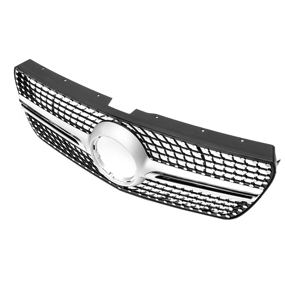 Diamond Look Front Bumper Grille Grill Silver For Mercedes Benz Vito
