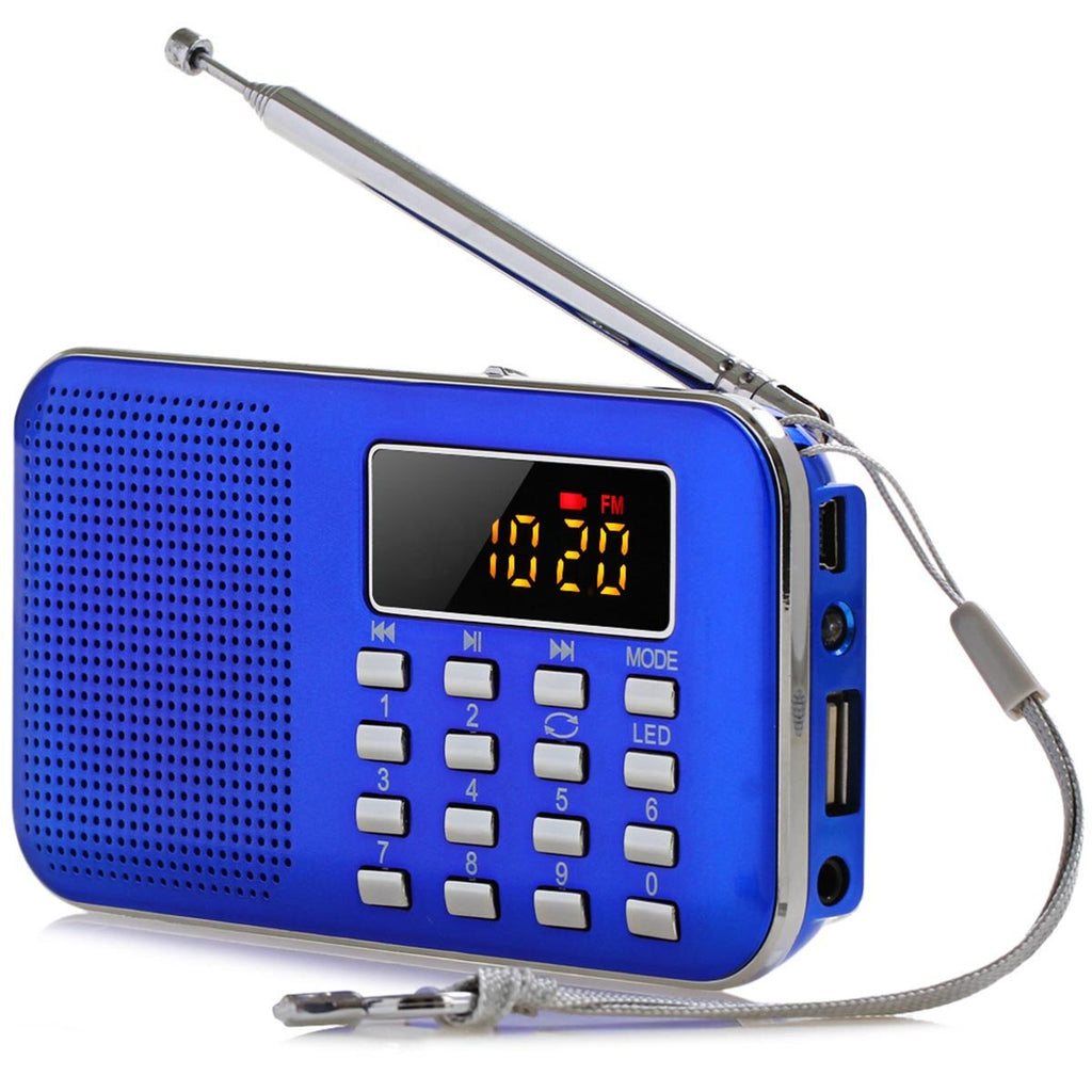 FM AM Radio Digital LCD Supper Bass Mini Speaker AUX USB TF LED Light