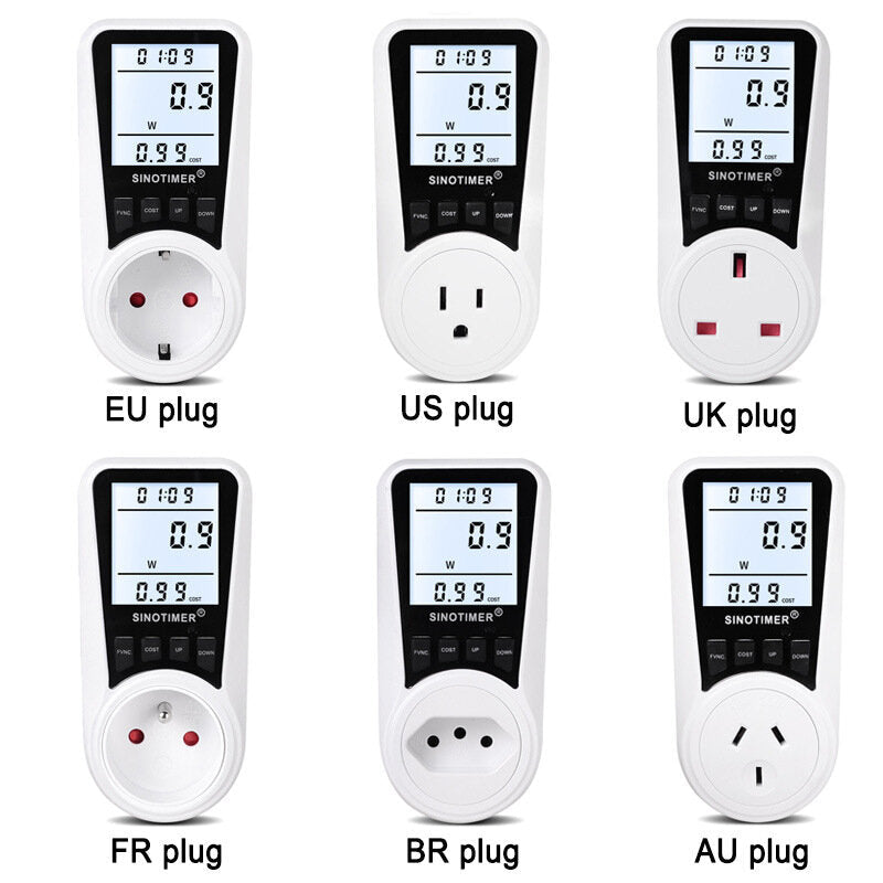Plug Socket Digital Wattmeter Meter Power Consumption Watt Energy Meter KWh Electricity Analyzers Monitors with Backlight 110V/220V